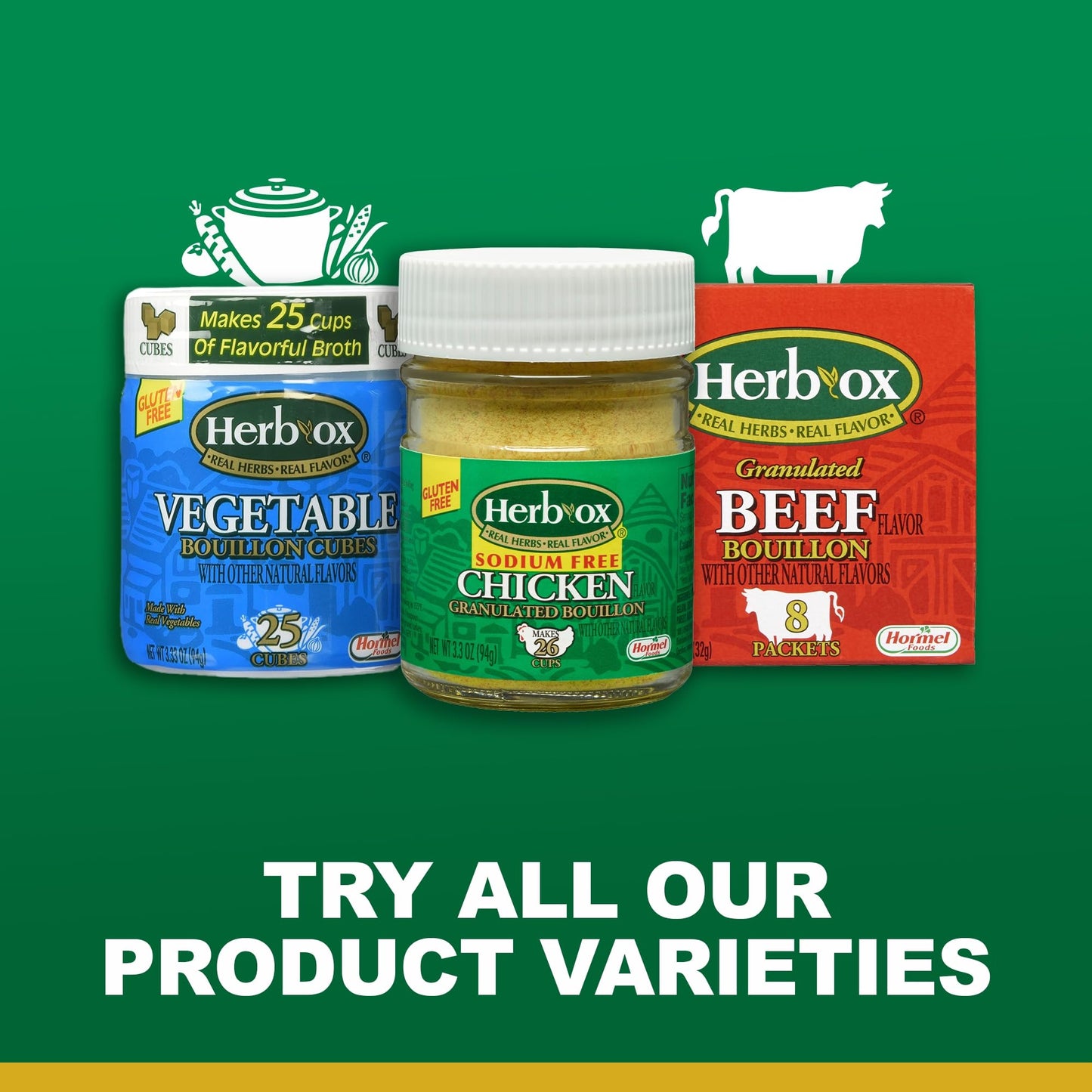 Herb-ox Beef Instant Broth & Seasoning, Sodium Free, 8 Count (Pack of 12)