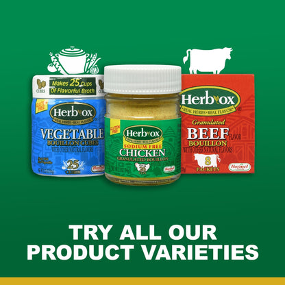 Herb-ox Beef Instant Broth & Seasoning, Sodium Free, 8 Count (Pack of 12)