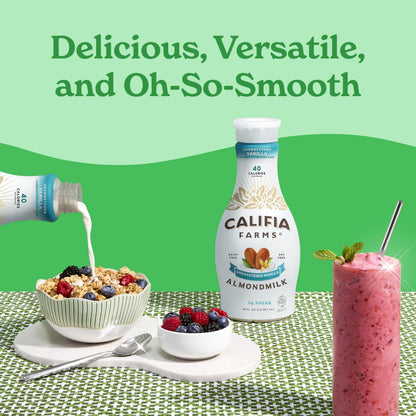Califia Farms - Unsweetened Vanilla Almond Milk, 48 Oz, Dairy Free, Vegan, Plant Based, Keto, Gluten Free, Non GMO, Sugar Free, High Calcium, Smoothie