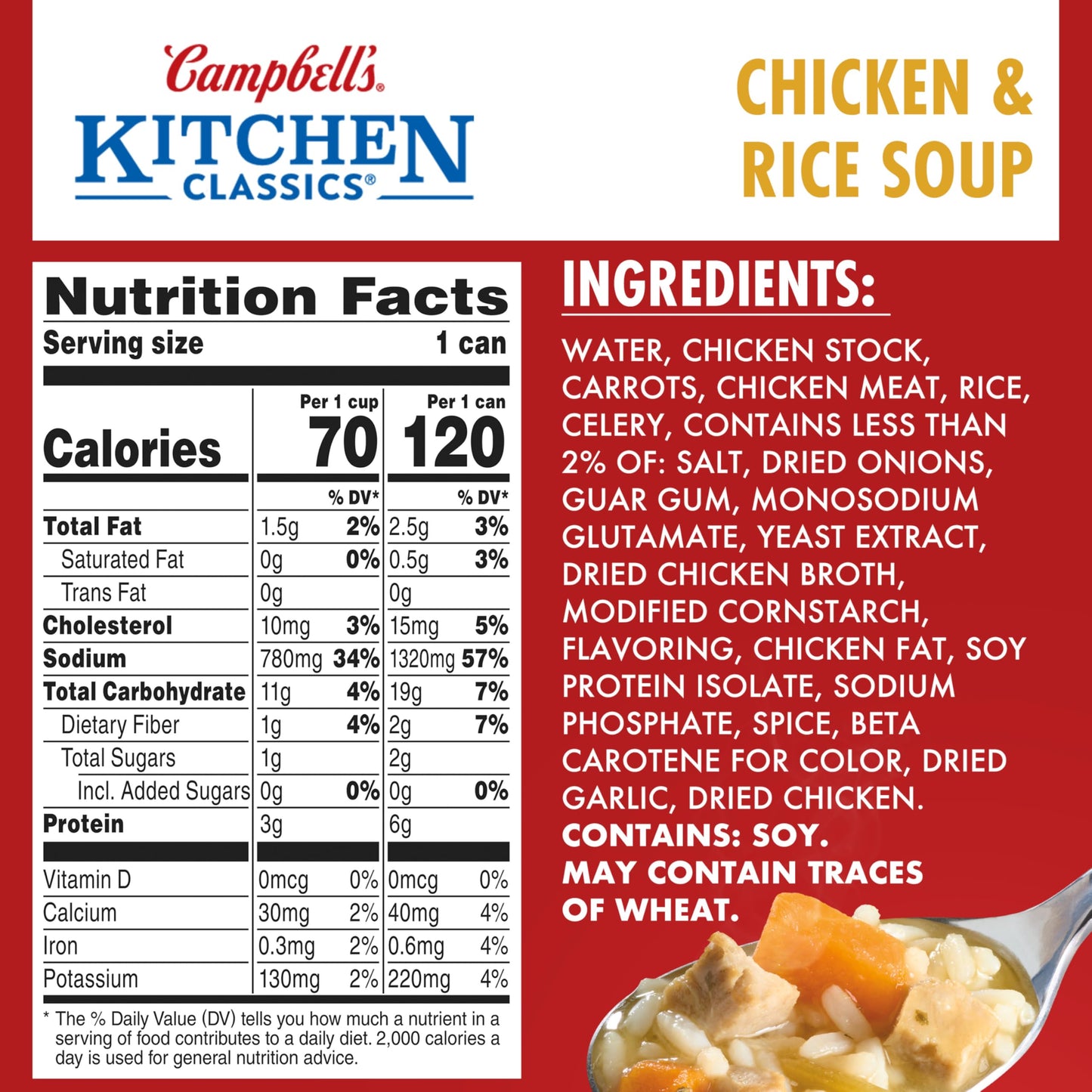 Campbell's Kitchen Classics Chicken and Rice Soup, 14.5 oz. Can