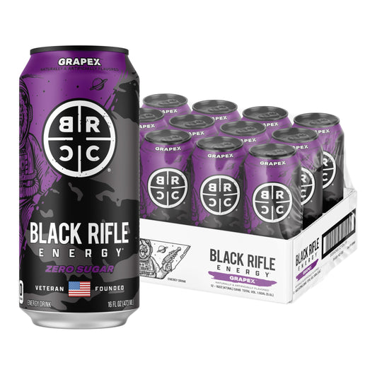 Black Rifle Energy GrapeX Zero Sugar Energy Drink, 200mg Caffeine, 16 fl oz can (Pack of 12)