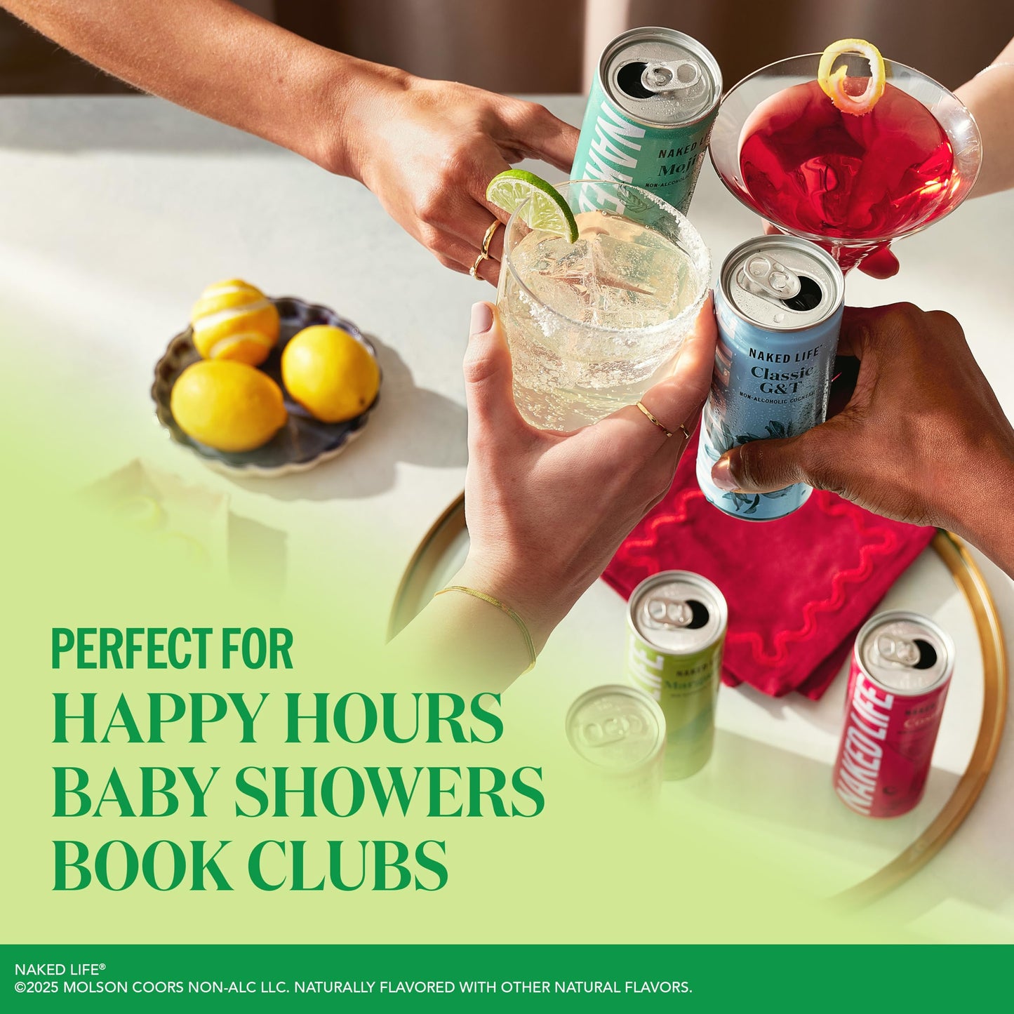 Naked Life Non-Alcoholic Drinks, Margarita, Zero Sugar, Low Calorie, Alcohol-Free Cocktails 4 pack, 8.4 fl oz cans