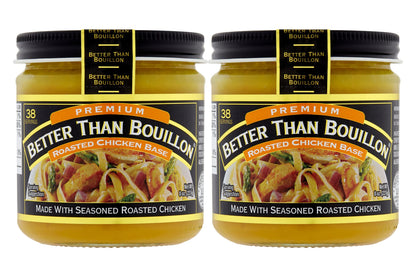 Better Than Bouillon Premium Roasted Chicken Base, Made with Seasoned Roasted Chicken, 38 Servings, Blendable Base for Added Flavor 8.00 Ounce (Pack of 2)