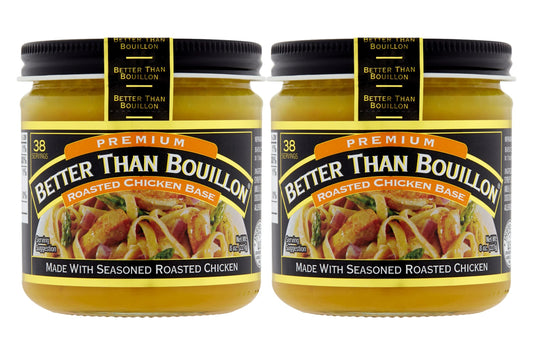 Better Than Bouillon Premium Roasted Chicken Base, Made with Seasoned Roasted Chicken, 38 Servings, Blendable Base for Added Flavor 8.00 Ounce (Pack of 2)