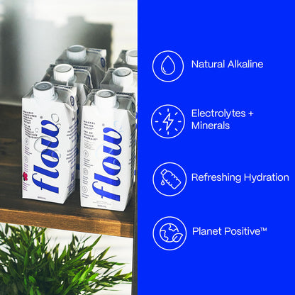 Flow Mineral Spring Water, Organic Strawberry + Rose, 12 Pack (33.8 Fl Oz) - Naturally Alkaline with Electrolytes and Zero Sugar