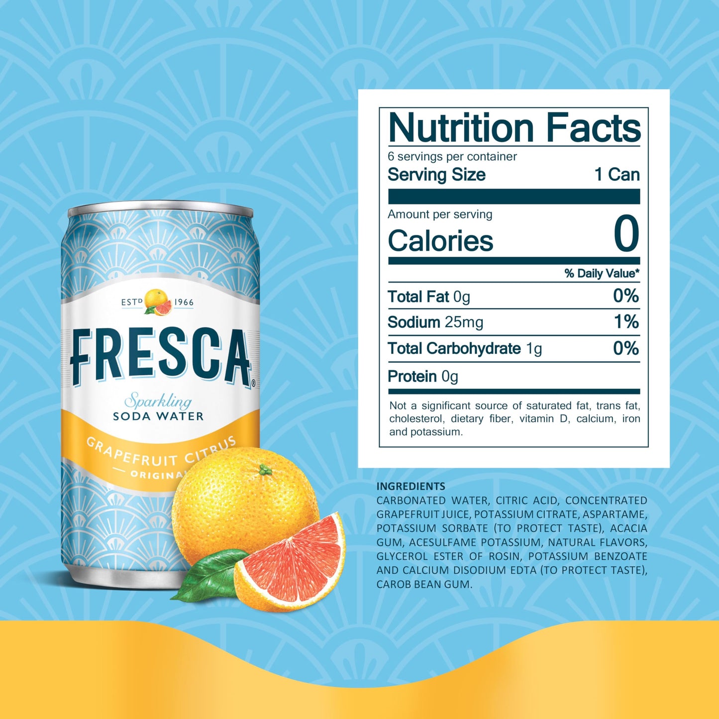 Fresca Citrus Soda Soft Drink Fridge Pack, 7.5 fl oz Mini Cans, 10 Pack