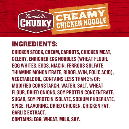 Campbell's Chunky Soup, Creamy Chicken Noodle Soup, 18.8 Oz Can (Case of 12)