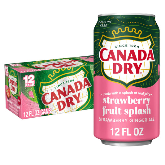 Canada Dry Fruit Splash Strawberry Ginger Ale Soda, 12 fl oz cans, 12 pack