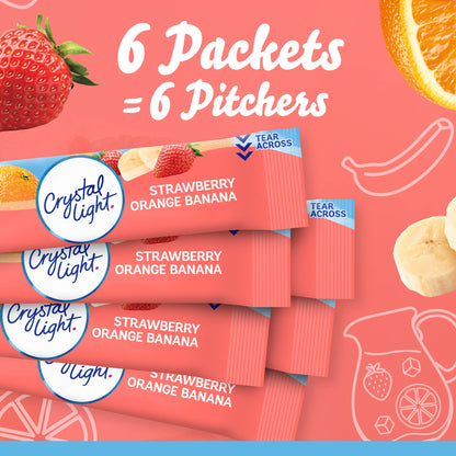 Crystal Light Strawberry Orange Banana Artificially Flavored Powdered Drink Mix, 72 ct Pack, 12 Canisters of 6 Pitcher Packets