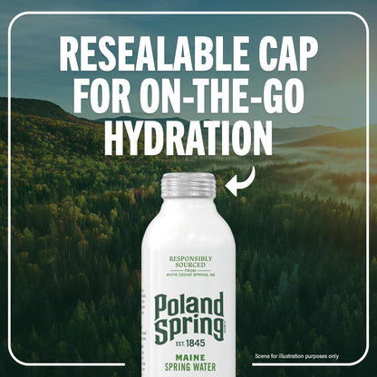 Poland Spring Maine Spring Water Aluminum Bottle – Crisp, Still Bottled Water with Naturally Occurring Minerals & Electrolytes for Taste - 12 Pack- 25 fl oz
