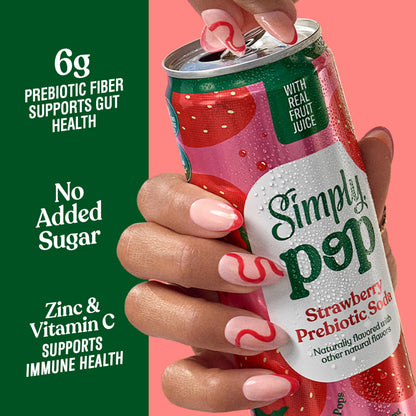 Simply Pop, Strawberry Prebiotic Soda, 12 Fl Oz