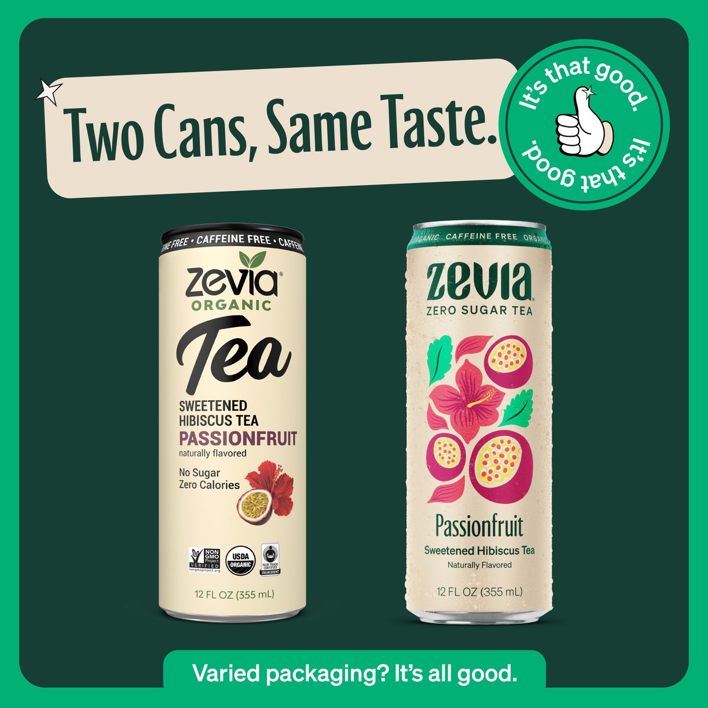 ZEVIA Organic Caffeine Free Sweetened Hibiscus Passionfruit Tea, 12 FZ