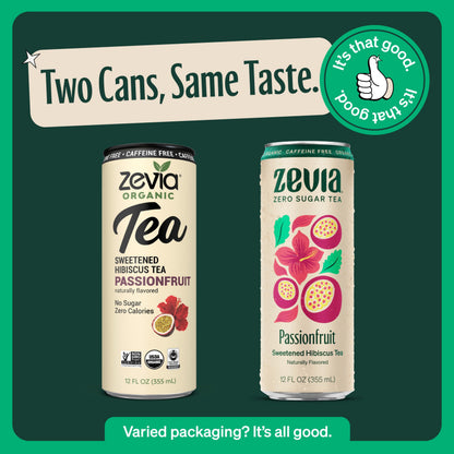 ZEVIA Organic Caffeine Free Sweetened Hibiscus Passionfruit Tea, 12 FZ