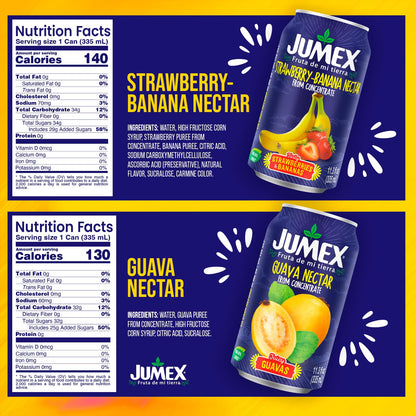 Jumex Strawberry Banana & Guava Juice Nectar - Made with Fresh Fruit Puree - Tropical Fruit Juice Concentrate for Smoothie Mix, Cocktail Mixers, Kids Drinks & Beverages - 11.3oz, 12 Pack Canned Drinks