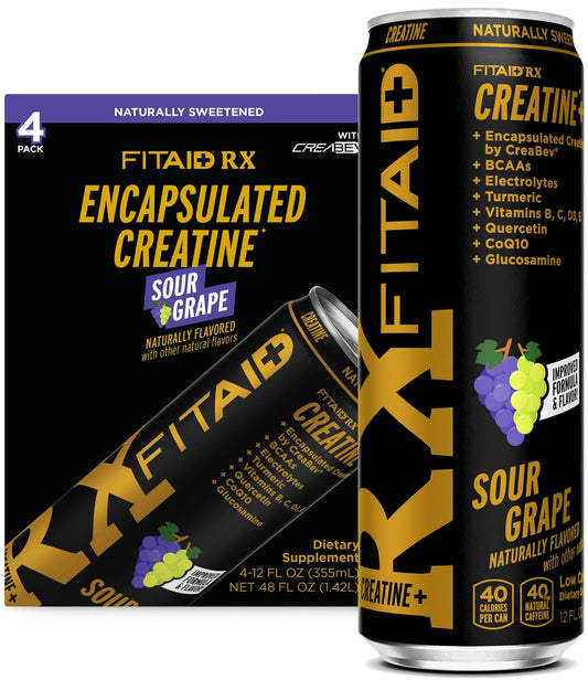 LIFEAID FITAID RX Recovery Blend Plus Creatine, BCAAs, Glucosamine, Electrolytes, 100% Clean, Paleo, Vegan and Gluten-Free, 12 Fl oz. cans (Pack of 4)