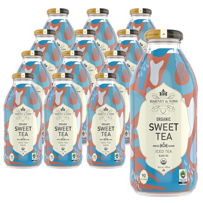 Harney & Sons Organic Black Sweet Tea, 16 oz Glass Bottles (Pack of 12)