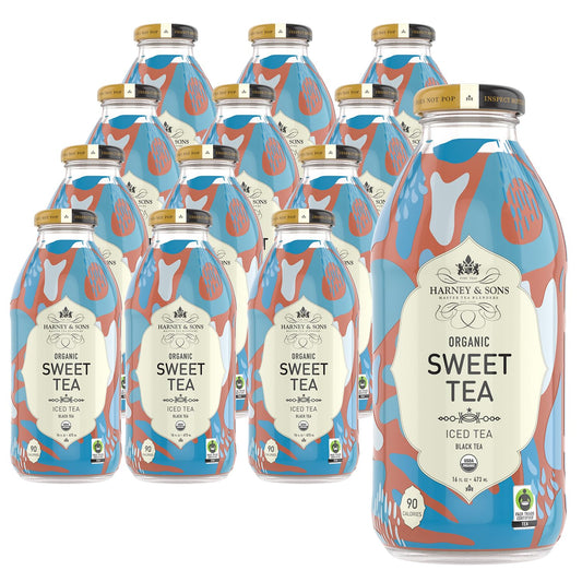 Harney & Sons Organic Black Sweet Tea, 16 oz Glass Bottles (Pack of 12)