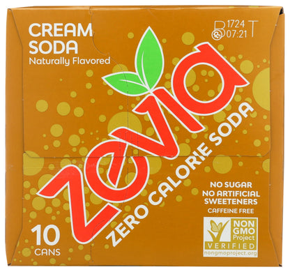 Zevia Zero Calorie Soda, Cream, 12 Fluid Ounce