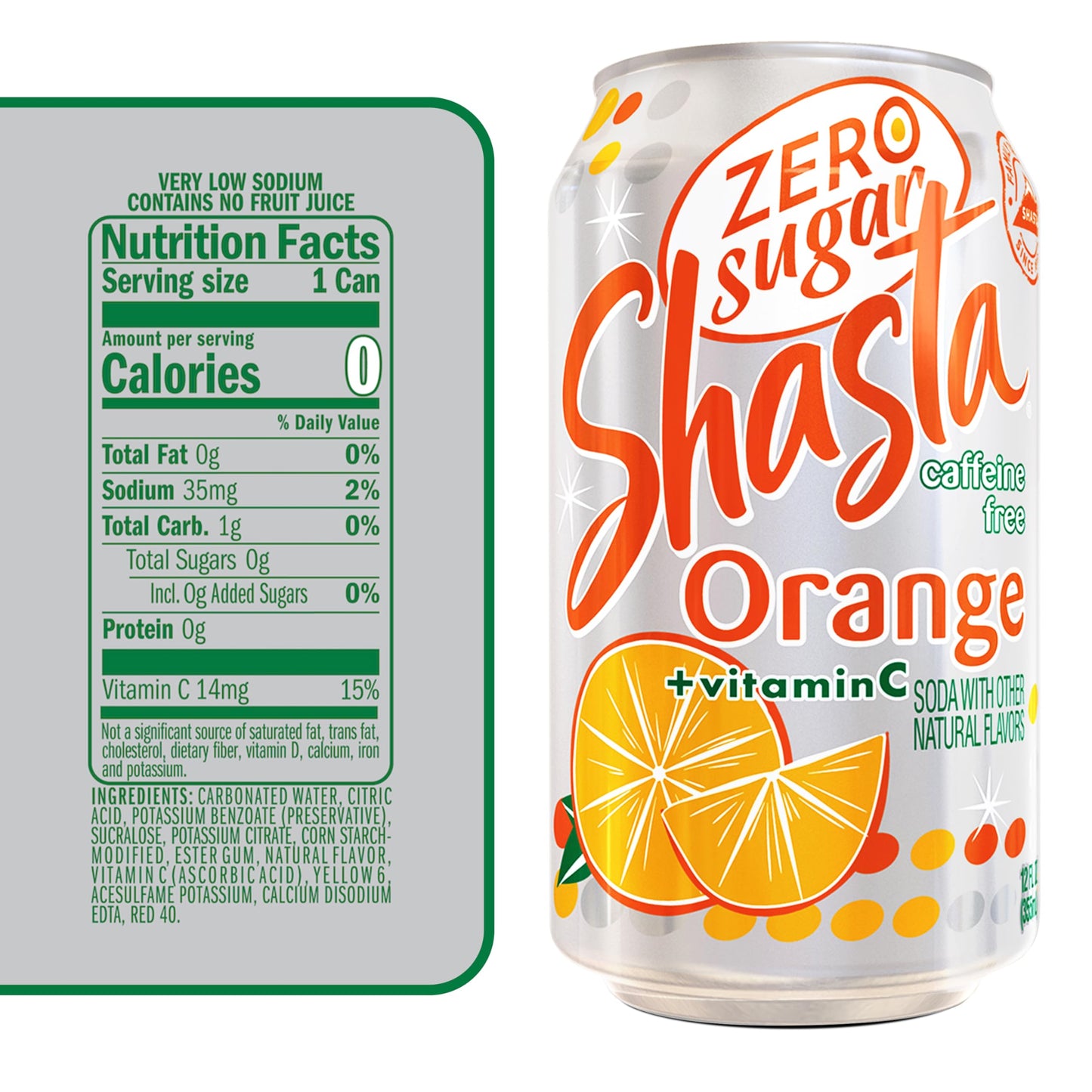 Shasta Zero Sugar Orange | 12-Pack of 12oz Cans | Tangy Orange Soda | Sugar-Free & Caffeine-Free | Refreshingly Bold