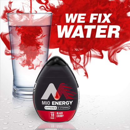 MiO Energy Black Cherry Naturally Flavored Liquid Water Enhancer 1 Count 1.62 fl oz (Pack of 5)