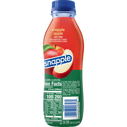 Snapple Apple Juice Drink, 16 Fl Oz Recycled Plastic Bottle, All Natural, No Artificial Flavors Or Sweeteners, Gluten-free, Contains 10% Real Juice 12 Pack