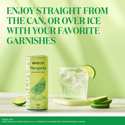 Naked Life Non-Alcoholic Drinks, Margarita, Zero Sugar, Low Calorie, Alcohol-Free Cocktails 4 pack, 8.4 fl oz cans