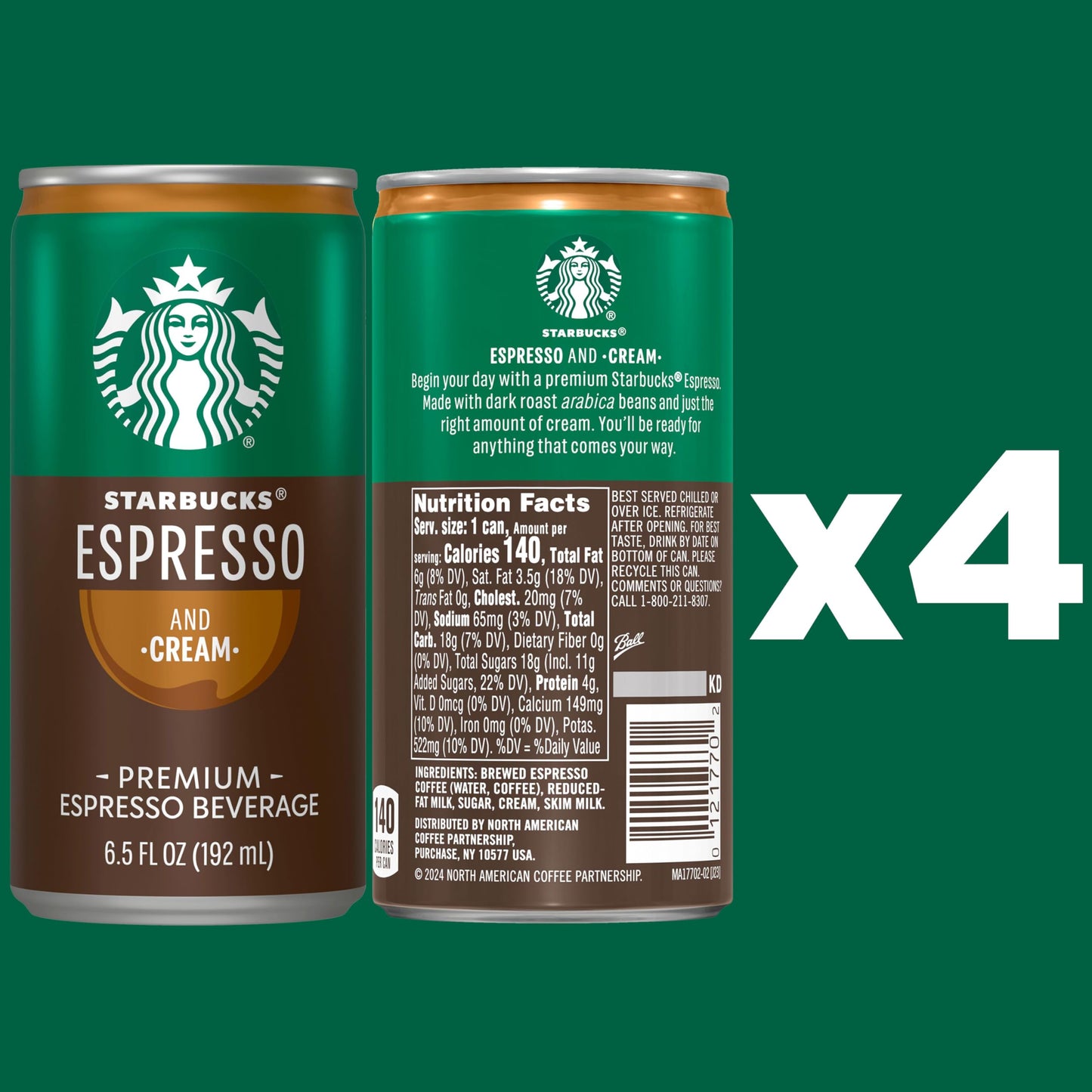 Starbucks Doubleshot Espresso Coffee Beverage, 6.5 oz Cans (4 Pack)