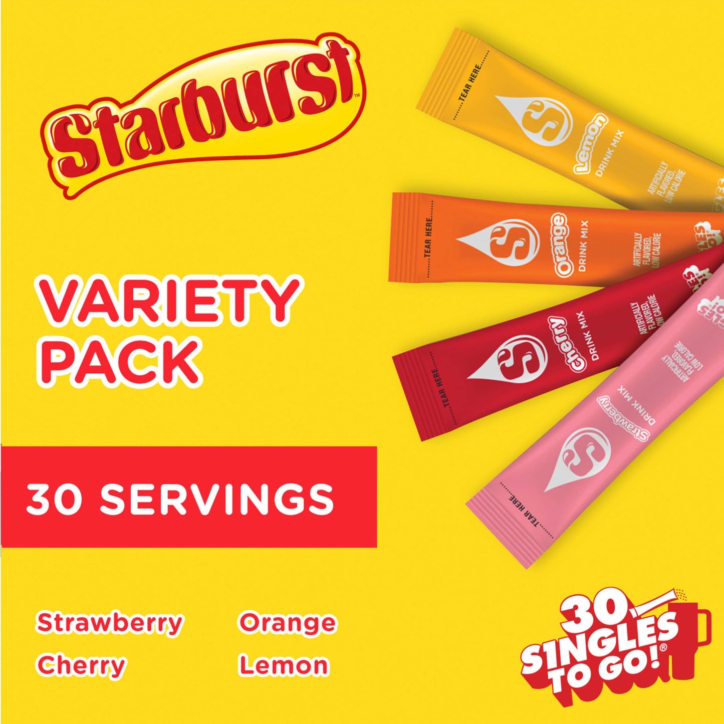Jolly Rancher & Starburst Drink Mix Variety Bundle – 60 Singles to Go Powdered Drink Mix Sticks – Zero Sugar, Low Calorie Water Flavoring Packets – 4 Classic Flavors Each