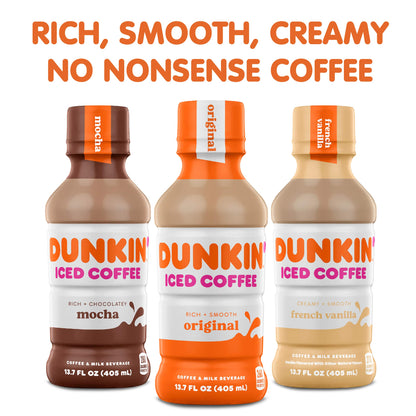Dunkin' French Vanilla Iced Coffee Bottles, 13.7 fl oz, 12 Pack