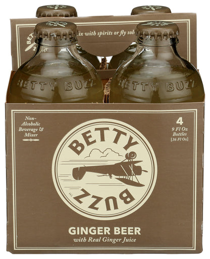 Betty Booze, Ginger Beer, 4pk, 9 Fl Oz