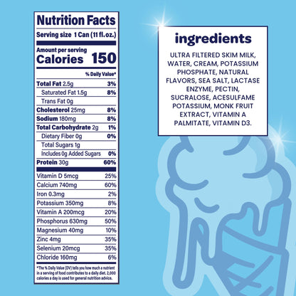 Nurri - 30g Protein Ultra Filtered Milk Shake – Vanilla - Lactose Free, Low Sugar, 150 Calories, 10 Vitamins and Minerals - 11 fl oz, 10 Cans