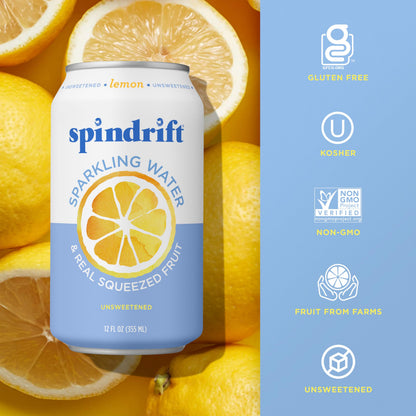Spindrift, Sparkling Water, Lemon, 12 oz, (pack of 8)