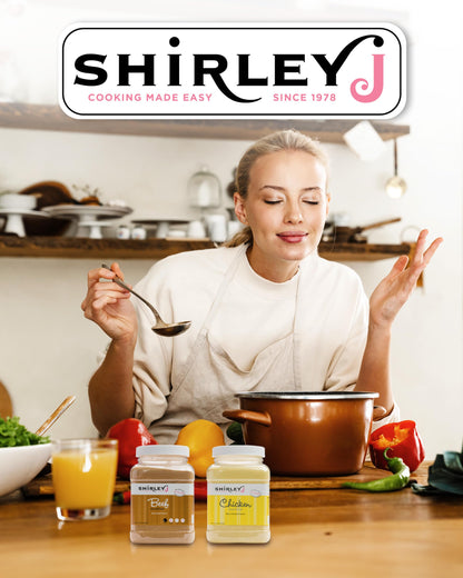 Shirley J Rich Chicken Bouillon Powder, Multi-Use Soup Base & Lower Sodium Bouillon – Replaces 30+ Cartons of Broth, Easy-Dissolve Instant Seasoning for Soups, Gravies, Rice, and Roasting – 1lb Jar