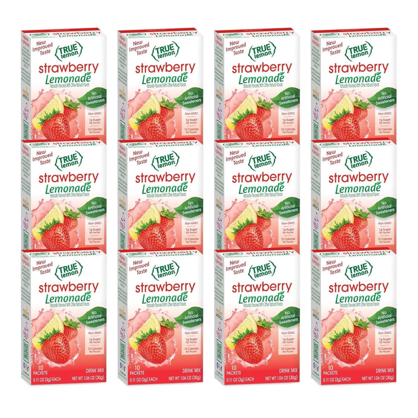 True Lemon Strawberry Lemonade 10ct (Pack of 12) - Drink Mix - No Artificial Sweeteners, Low Calorie - Powdered Drink Mixes & Flavors - Water Flavor Packets & Water Enhancer with Stevia