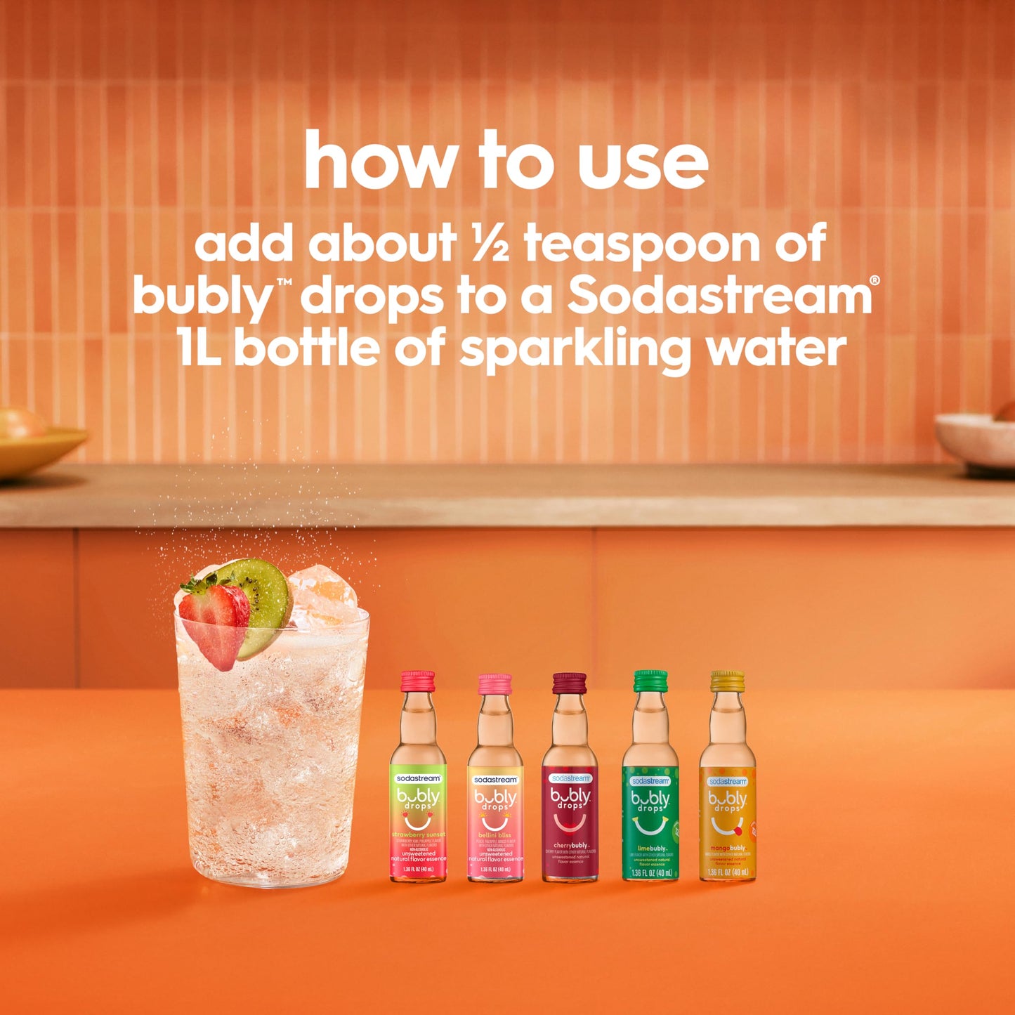 SodaStream - Bubly Fruit Drops | Zero Calories | Variety Pack, New Flavors added, Pack of 6 (8 Fl Oz)