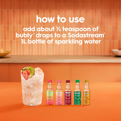 SodaStream - Bubly Fruit Drops | Zero Calories | Variety Pack, New Flavors added, Pack of 6 (8 Fl Oz)