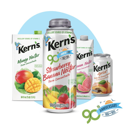 Kern’s Tropical Fruit Nectar Juice Variety Pack - Mango Nectar & Peach Juice - Made from Fruit Puree for Smoothie Mix, Cocktail Mixers & Kids Drinks - 11.5oz, 12 Pack Canned Drinks