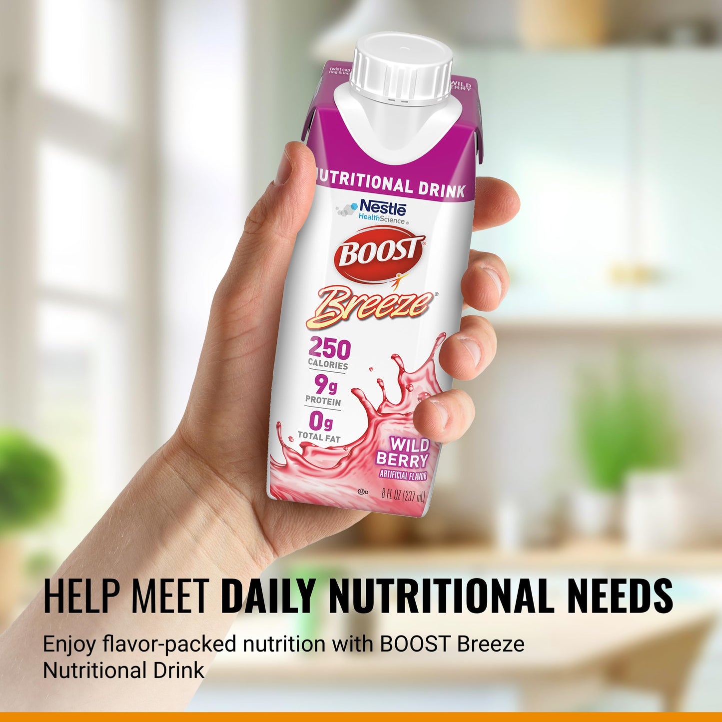 BOOST Breeze Clear Nutritional Drink - 250 Calories - 19 Vitamins & Minerals - 9 g Protein – Fortified with Vitamin A & Zinc - Wild Berry Flavor - 8 fl oz (Pack of 24)