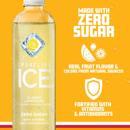 Sparkling Ice +Caffeine Citrus Twist Flavored Sparkling Water with Caffeine (Pack of 12) and Sparkling Ice Classic Lemonade Sparkling Water (Pack of 12)