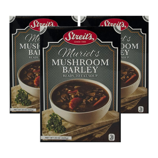 Streits Mushroom Barley Soup - Ready to Serve, Hearty Mushroom Soup, Kosher Certified, No MSG or Hydrogenated Oils, Vegan, Family Owned (15oz, Pack of 3)