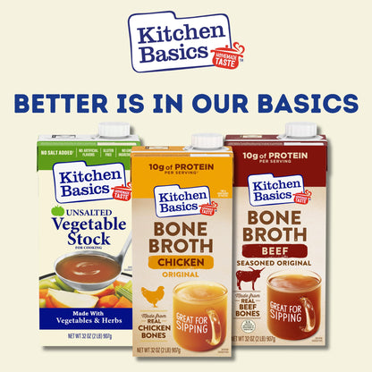 Kitchen Basics Chicken Bone Broth, 32oz (Pack of 12) - Perfect for Adding Flavor to Recipes and Stocking Up