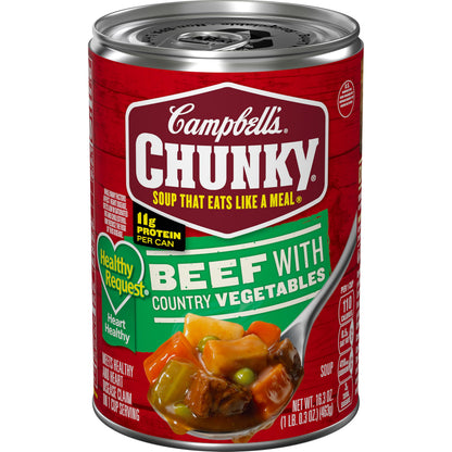 Campbell’s Chunky Healthy Request Soup, Beef Soup with Country Vegetables, 16.3 Oz Can