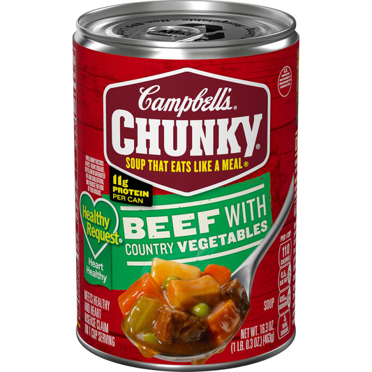 Campbell’s Chunky Healthy Request Soup, Beef Soup with Country Vegetables, 16.3 Oz Can