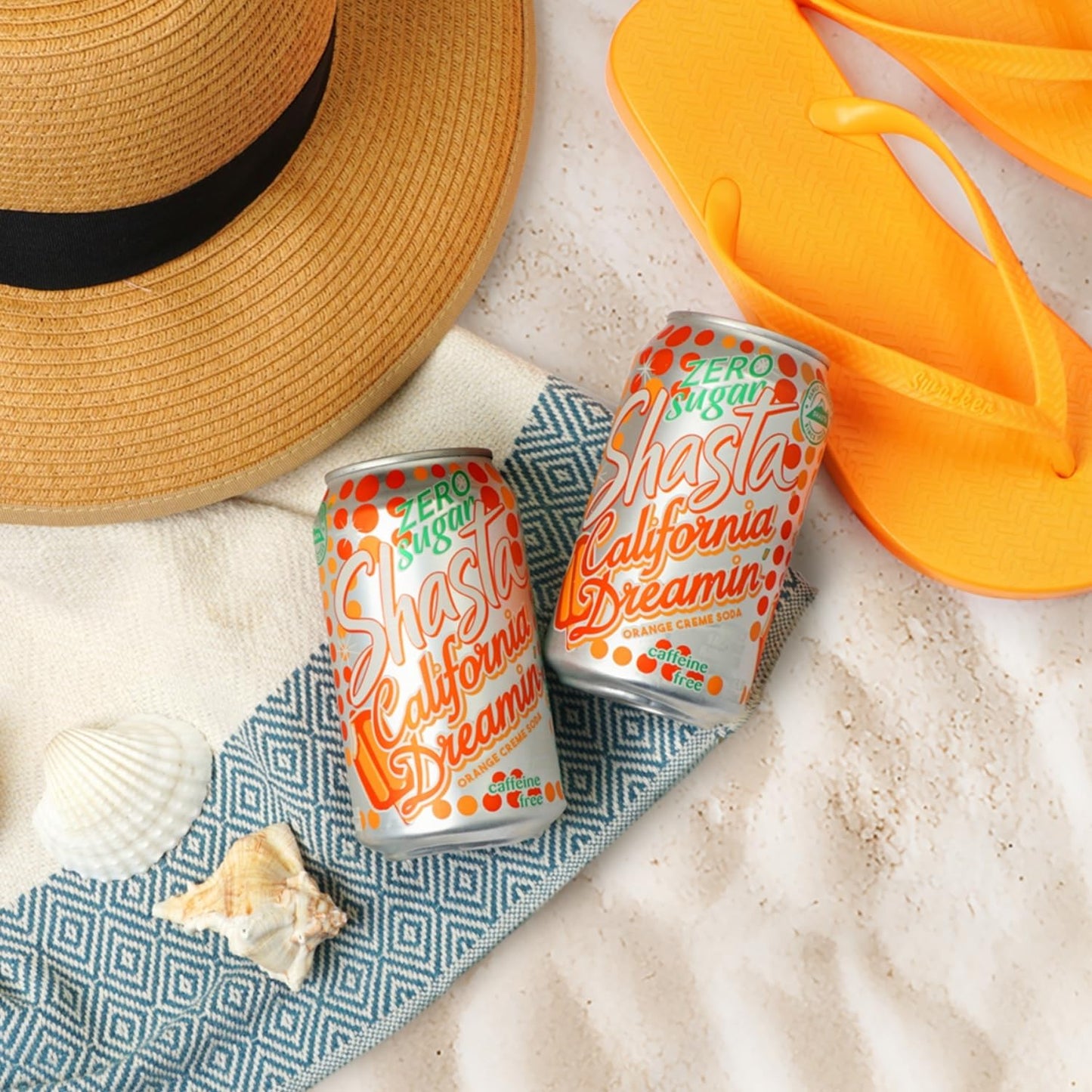 Shasta Zero Sugar California Dreamin' | Citrus & Tropical Flavor | 12-Pack of 12oz Cans | Sugar-Free, Caffeine-Free Soda with Bright, Refreshing Vibes