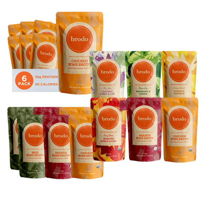 Brodo Bone Broth Bundle, Variety, Classic, and Chicken Packs, 8.3 oz (18 Cups Total)