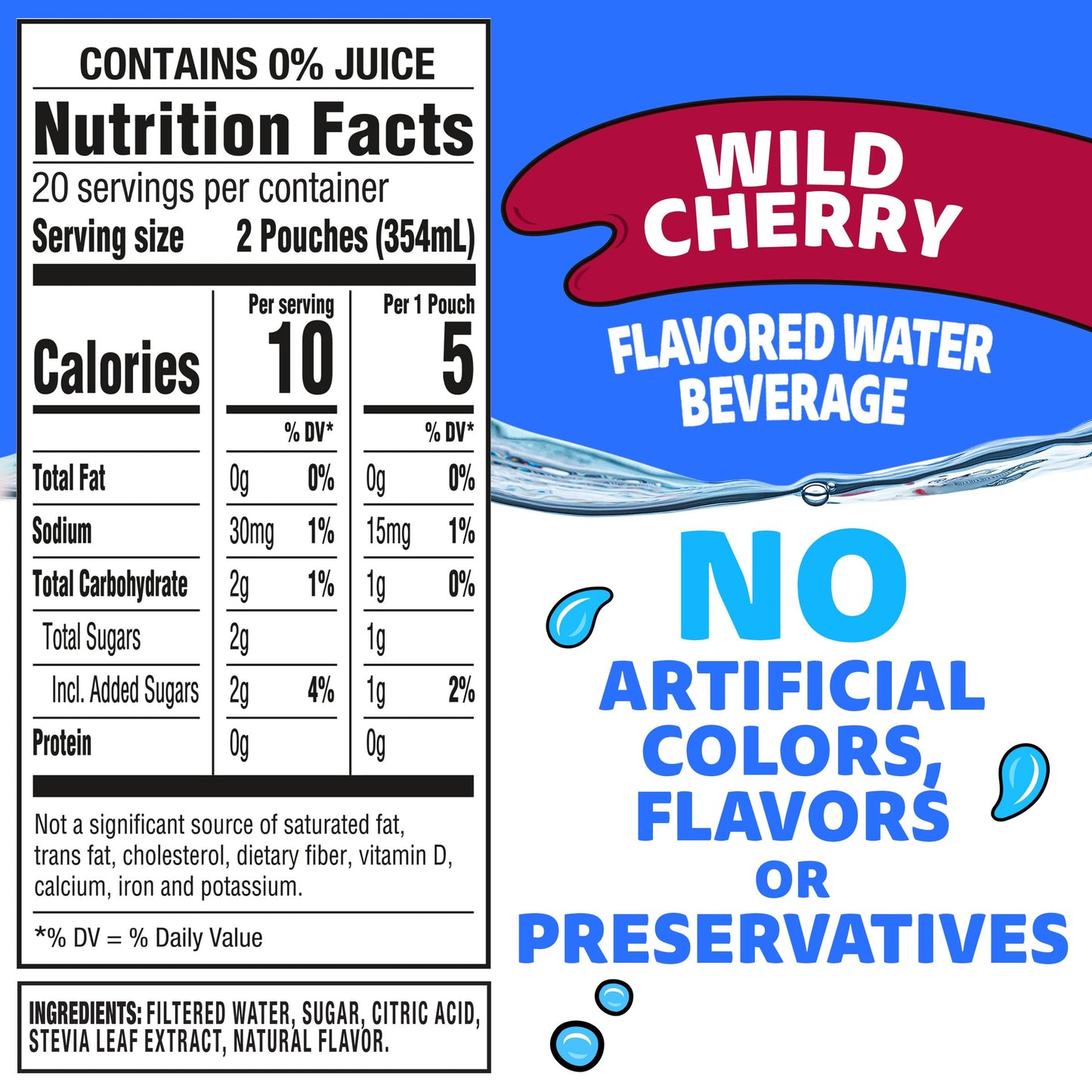 Capri Sun Roarin' Waters Wild Cherry Flavored with other natural flavor Water Beverage, 40 ct Pack, 4 Boxes of 10 Drink Pouches