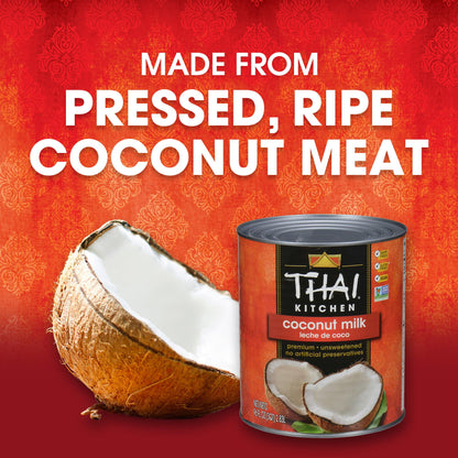 Thai Kitchen Coconut Milk, 96 fl oz (Pack of 6) - Six 96 Fluid Ounce Containers of Unsweetened, Premium Dairy Free Coconut Milk Perfect for Vegan Curries, Sauces, Soups, Desserts, and Beverages
