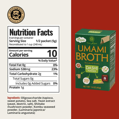 Muso From Japan - Umami Broth Dashi Powder, Vegan - 1.4oz, 4 Sachets (Pack of 1)