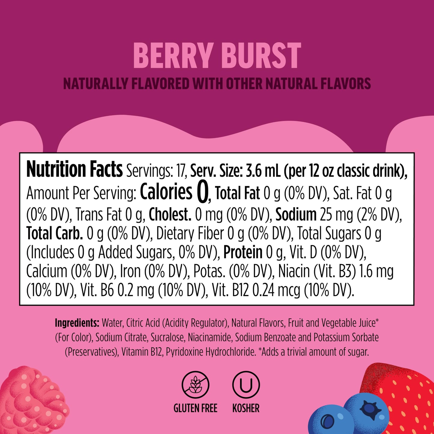 Ninja Thirsti Flavored Water Drops, FRUITI CHILL Berry Burst, Bold Fruit Flavor, Sparkling or Still, Zero Calories, Zero Sugar, Makes 17, 12oz drinks, 3 Pack, WCFBRPNAM