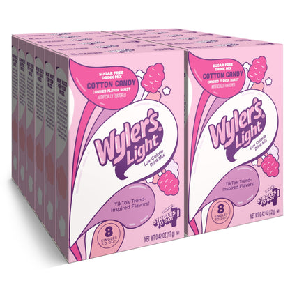 Wyler's Light Singles To Go Powder Packets, Water Drink Mix, Watertok Cotton Candy, 96 Servings, 8 Count x Pack of 12